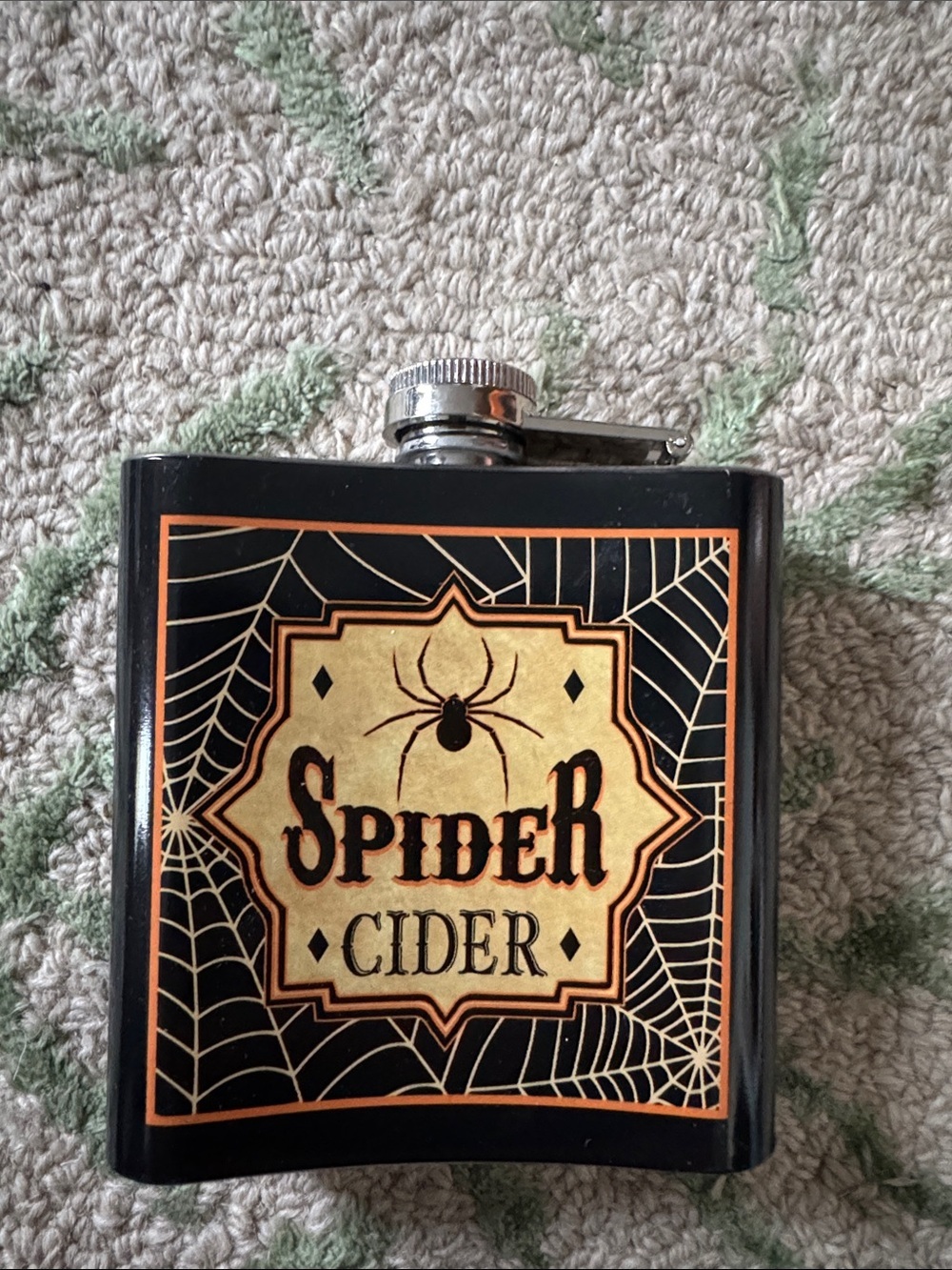 Spider Cider Black and Gold Pocket Flask - Stainless Steel Hip Flask 6 oz